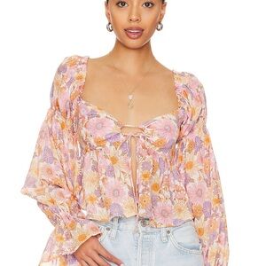 Tularosa Floral Blouse in Pink and Orange